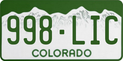 CO license plate 998LIC