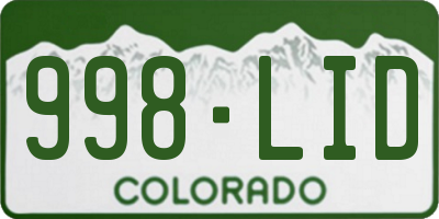 CO license plate 998LID