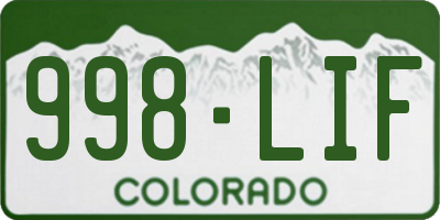 CO license plate 998LIF
