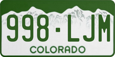 CO license plate 998LJM