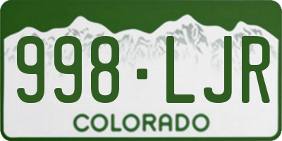 CO license plate 998LJR