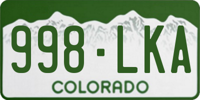 CO license plate 998LKA
