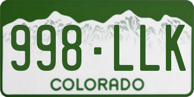 CO license plate 998LLK