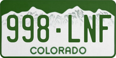 CO license plate 998LNF