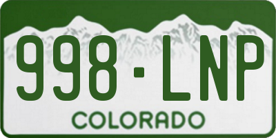 CO license plate 998LNP
