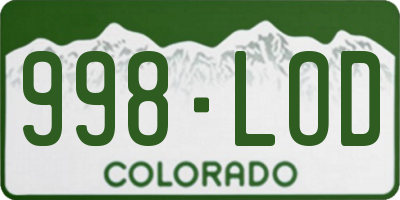 CO license plate 998LOD