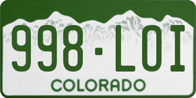 CO license plate 998LOI