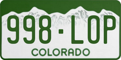CO license plate 998LOP