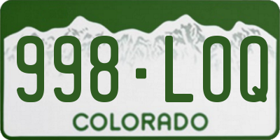 CO license plate 998LOQ