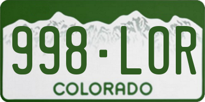 CO license plate 998LOR