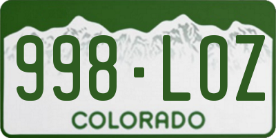 CO license plate 998LOZ
