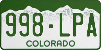 CO license plate 998LPA