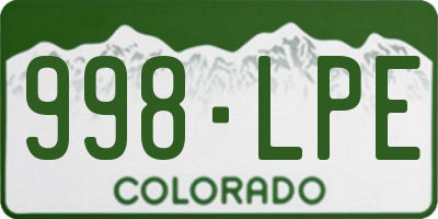 CO license plate 998LPE