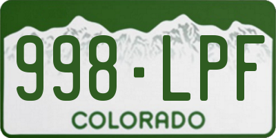 CO license plate 998LPF