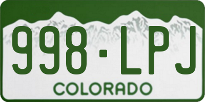 CO license plate 998LPJ