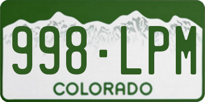 CO license plate 998LPM