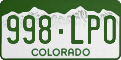 CO license plate 998LPO