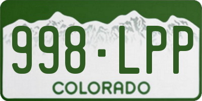 CO license plate 998LPP