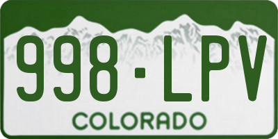 CO license plate 998LPV