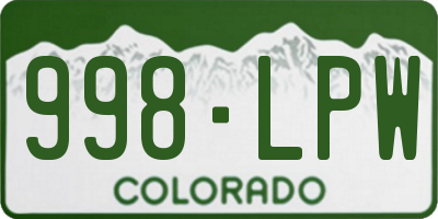 CO license plate 998LPW