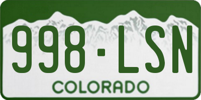 CO license plate 998LSN