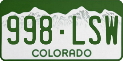CO license plate 998LSW