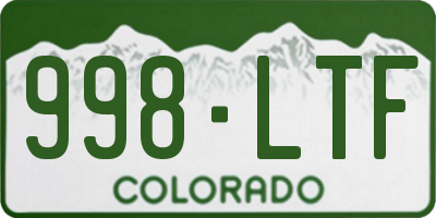 CO license plate 998LTF