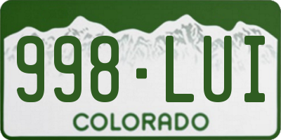 CO license plate 998LUI