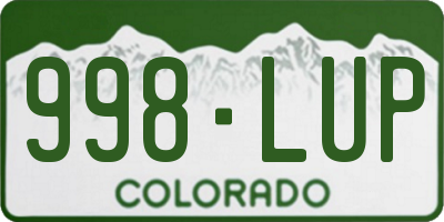CO license plate 998LUP