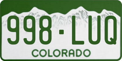 CO license plate 998LUQ
