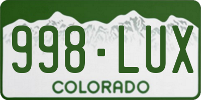 CO license plate 998LUX