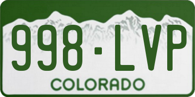 CO license plate 998LVP