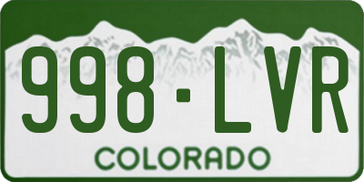 CO license plate 998LVR
