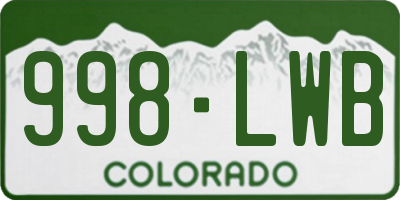CO license plate 998LWB