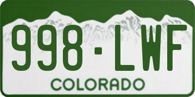 CO license plate 998LWF