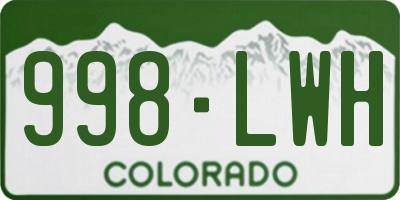 CO license plate 998LWH