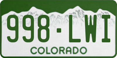 CO license plate 998LWI