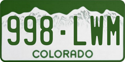 CO license plate 998LWM