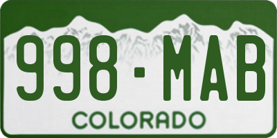 CO license plate 998MAB