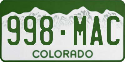 CO license plate 998MAC