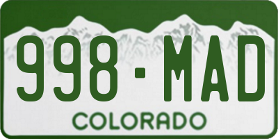 CO license plate 998MAD