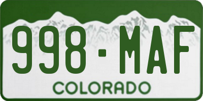 CO license plate 998MAF