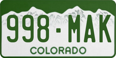 CO license plate 998MAK