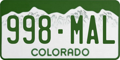 CO license plate 998MAL