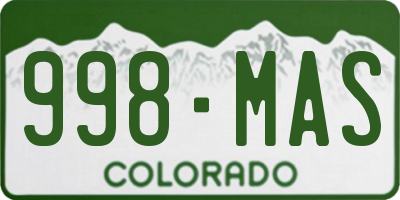CO license plate 998MAS
