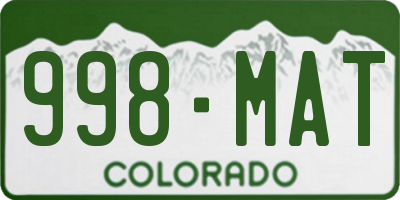 CO license plate 998MAT