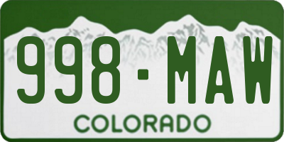 CO license plate 998MAW