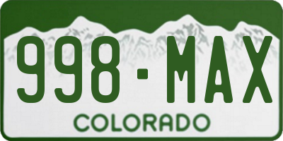 CO license plate 998MAX