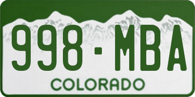 CO license plate 998MBA