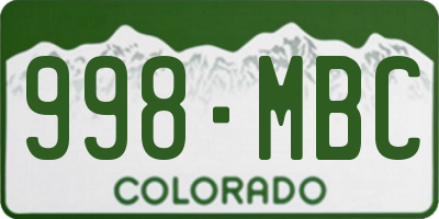 CO license plate 998MBC